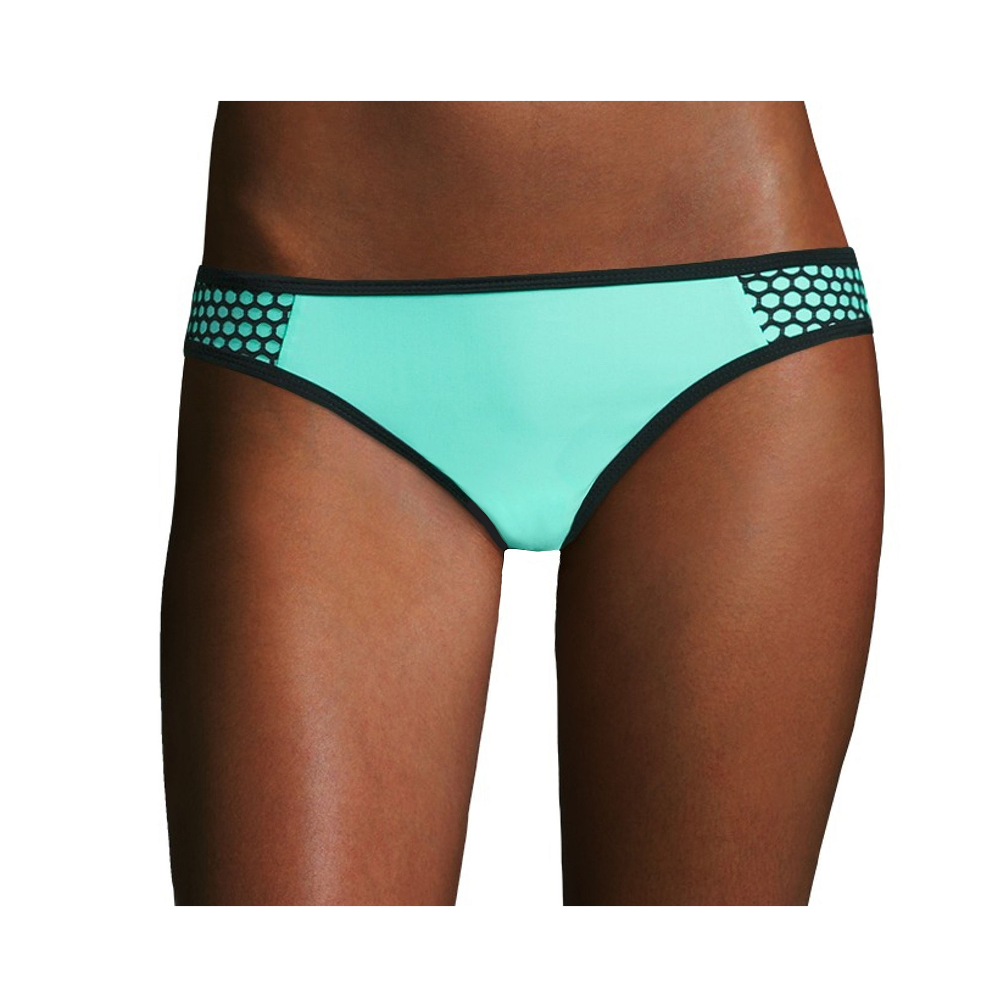 Arizona Colorblock Mesh Mint Hipster Swim Bottoms - Juniors