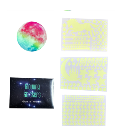 Moon Castle Unicorn Cartoon Wall Sticker Star Meteor Fluorescent Sticker 20cm Rainbow Color-Green Lunar +3619