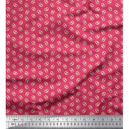 Soimoi Japan Crepe Satin Fabric Dot & Pretzels Food Decor Fabric Printed Yard 42 Inch Wide