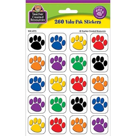 Teacher Created Resources Colorful Paw Print Stickers Value Pack (4973)