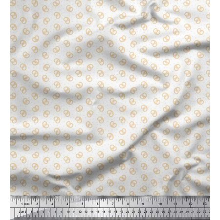 Soimoi Rayon Fabric Dot & Pretzels Food Print Sewing Fabric Yard 56 Inch Wide
