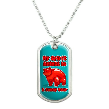 My Spirit Animal Is a Gummy Bear Military Dog Tag Pendant Necklace with Chain