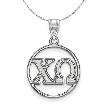 The Black Bow Sterling Silver Chi Omega Small Circle Pendant Necklace - 16 Inch