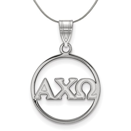 The Black Bow Sterling Silver Alpha Chi Omega Large Circle Greek Necklace - 16 Inch