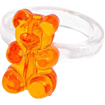 STAPIOWAL Gummy Bear Resin Rings  Cute Charms Rings Jewelry Transparent Plastic Resin Ring Jewelries for Women Teen Girl