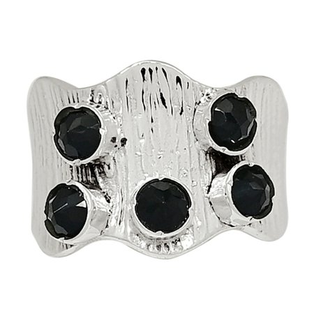 Black Onyx - Brazil 925 Sterling Silver Jewelry Ring S.8 ALLR-11808