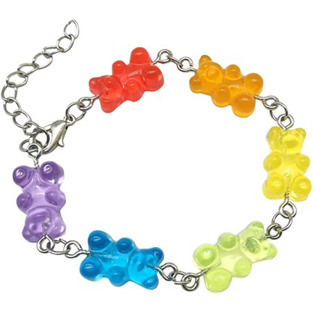 STAPIOWAL Cute Colorful Cartoon Gummy Bear Bracelets  Candy Color Resin Acrylic Chain Bracelets for Girls Womens