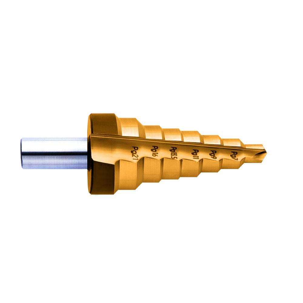 Exact 15301 HSS Trinbor PG7 - PG21, 11.4 - 26.75 Mm TiN Samlet Lngde 92 Mm Cylinderskaft 1 Stk
