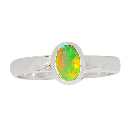 Faceted Ethiopian Opal 925 Sterling Silver Jewelry Ring S.6.5 ALLR-10277