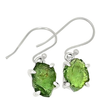 Green Apatite Rough 925 Sterling Silver Earring Jewelry ALLE-7668