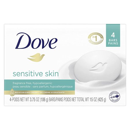 Dove Beauty Bar More Moisturizing Than Bar Soap for Softer Skin  Fragrance Free  Hypoallergenic Sensitive Skin with Gentle Cleanser 3.75 Oz  4 Bars