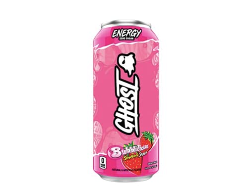 GHOST® ENERGY Zero Sugars Energy Drink  BUBBLICIOUS® Strawberry Splash  16 Fl Oz Can