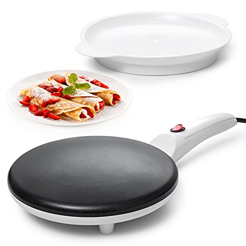 moss & stone electric crepe maker 8 inch  pan apo portable crepe maker & hot plate cooktop on/off switch  nonstick coating  automatic temperature cont