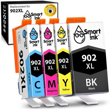 Smart Ink Compatible Ink Cartridge Replacement for HP 902 XL 902XL (4 Combo Pack) to Use with Officejet Pro 6978 6968 6974 6975 6960 Officejet 6951 69