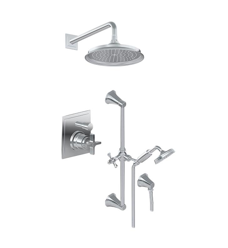 Graff Finezza UNO Contemporary Pressure Balancing Shower Set with Cross Handle in Olive Bronze, Rough / Valve: Trim Only, G-7287-C15S-OB-T