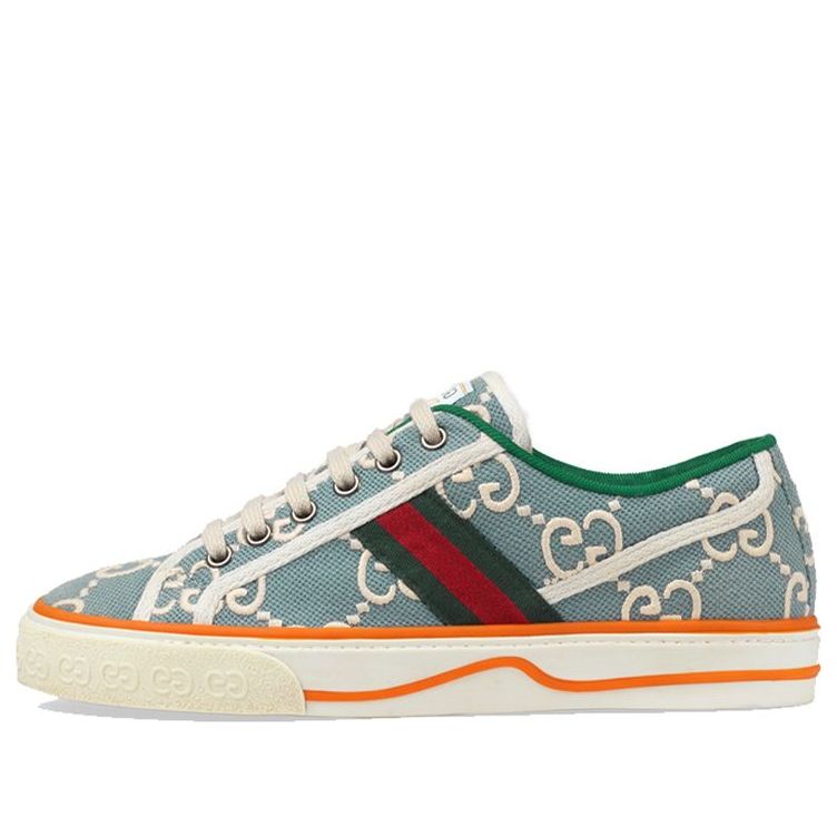 GUCCI Womens WMNS Tennis 1977 'Light ' Light Blue/Ivory Shoes (Retro/Women's) 606110-H0G10-3460 (Size: US 5)