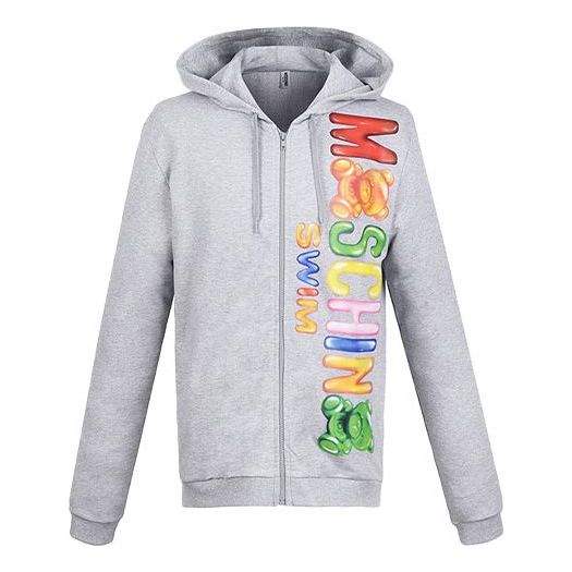 MOSCHINO Loose Zipper Hooded Unisex Gray Jacket 3-A1702-2318-0489 (Size: US L)