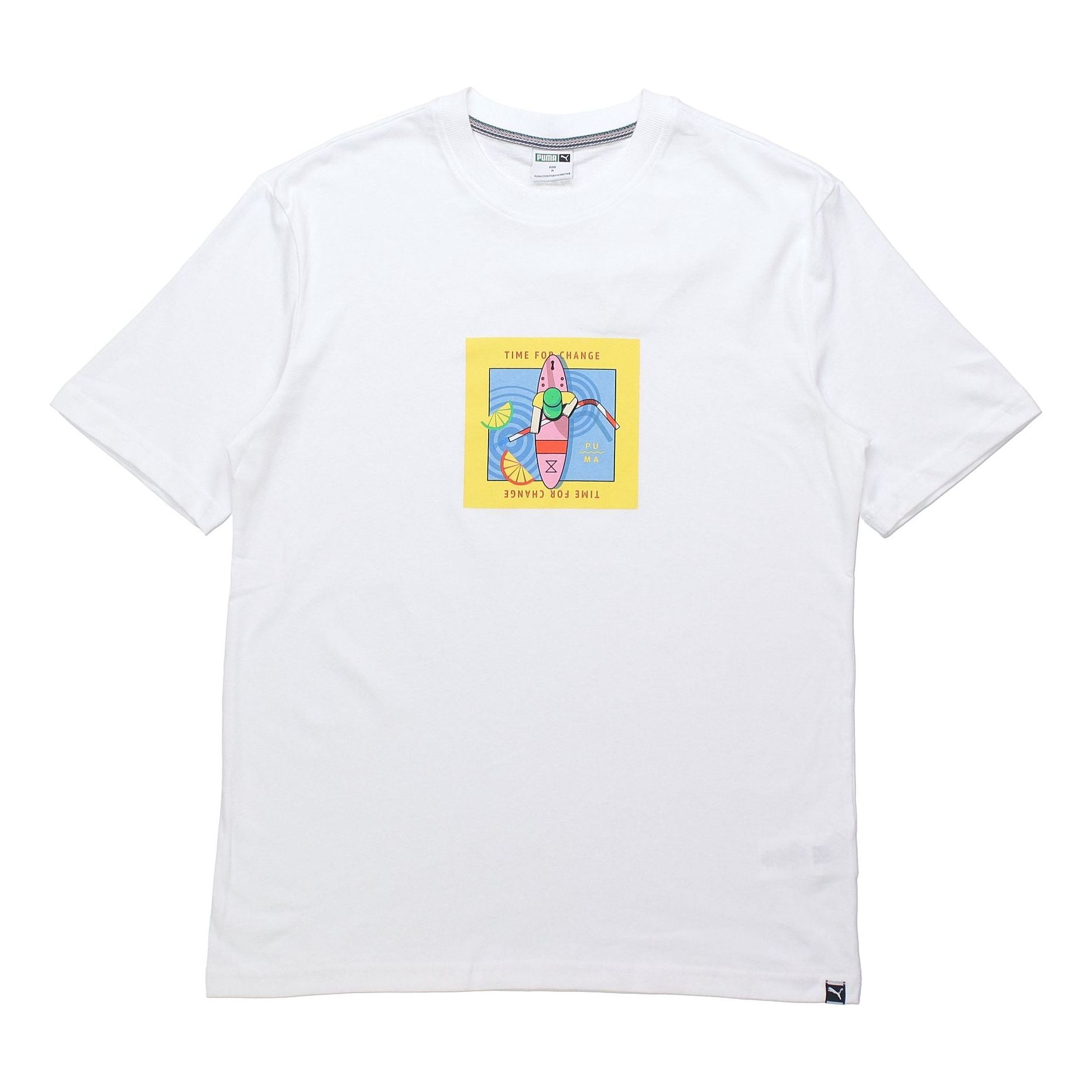 Puma Men's Downtown Graphic Short Sleeve T-shirt White T-shirts 597337-52 (Size: US L)