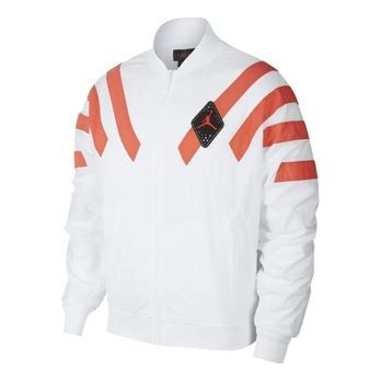 Air Jordan 6 Srt Lgc Nylon Stripe Zipper White Red White/Red Jacket BV5406-100 (Size: US M)