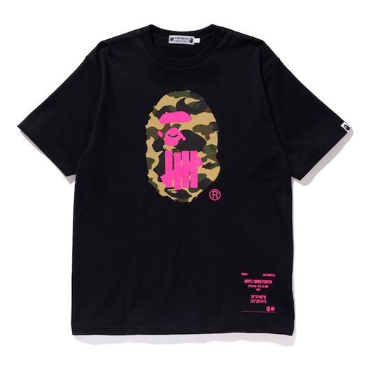 A BATHING APE BAPE X UNDEFEATED Shanghai Limited Ape Head Logo Printing Short Sleeve T-shirt Unisex Black T-shirts TBD-BAPE-018 (Size: US M)