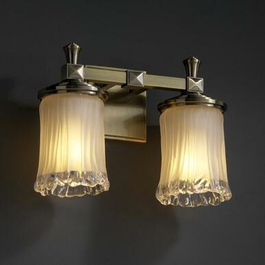 Deco 2-Light Bath Bar, Justice Design Group GLA-8532-16-WHTW-MBLK CW97J (374168)