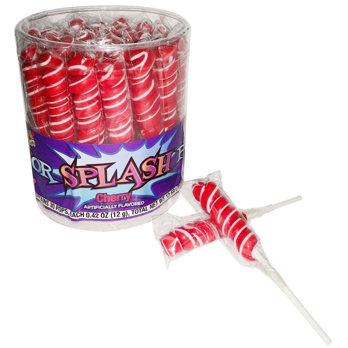 COLORSPLASH LOLLIPOPS Jar, 30 Pops, 12.69 Oz, Red Cherry