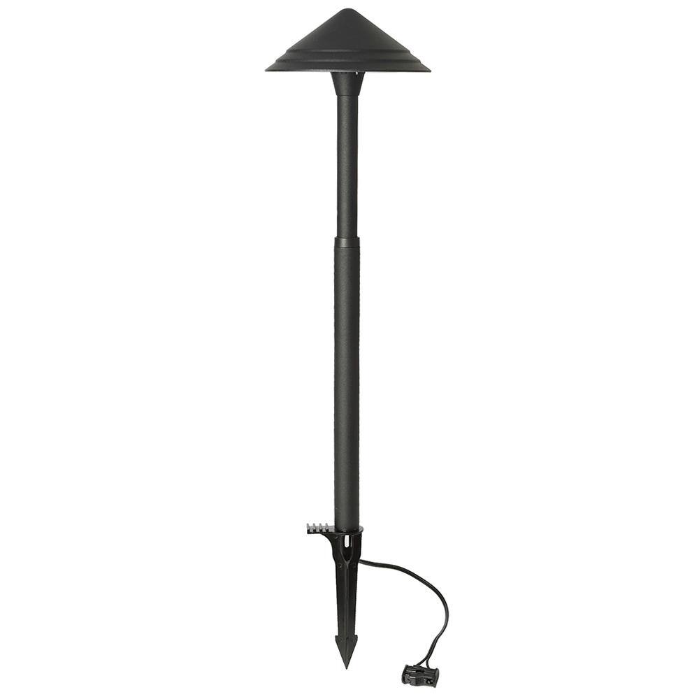 Low Voltage 90 Lumen Black Outdoor Integrated LED Path Light with Adjustable Post Height; Weather/Water/Rust Resistant