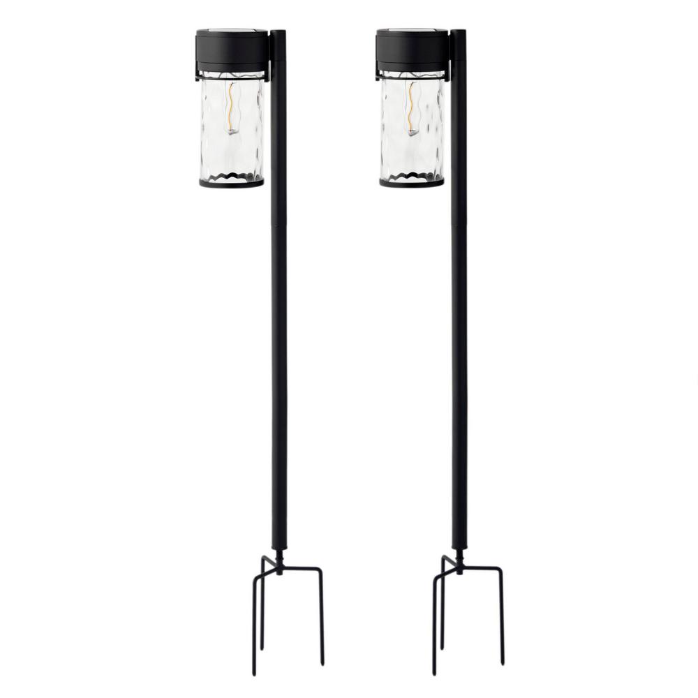 Franklin 15 Lumens Black LED Outdoor Solar Path Light with Vintage Bulb and Water Glass Lens (2-Pack)