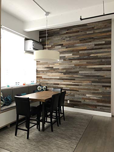 Plank and Mill - Reclaimed Barn Wood Wall Panels - Simple Peel and Stick Planks for Accent Walls, Kitchens, and Other Projects - 10 Square Feet of 3
