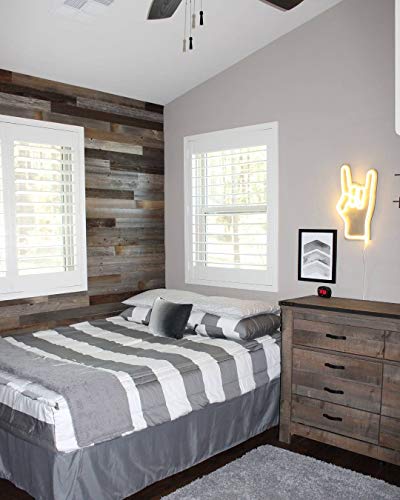 Plank and Mill - Reclaimed Barn Wood Wall Panels - Simple Peel and Stick Planks for Accent Walls, Kitchens, and Other Projects - 10 Square Feet of 3