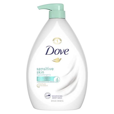 Dove Sensitive Skin Body Wash Pump Hypoallergenic and Sulfate Free  34 Oz