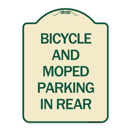 Bicycle and Moped Parking in Rear Heavy-Gauge Aluminum Architectural Sign, 24