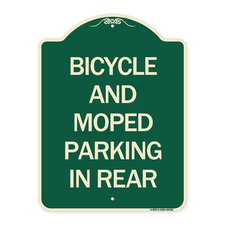 Bicycle and Moped Parking in Rear Heavy-Gauge Aluminum Architectural Sign, 24