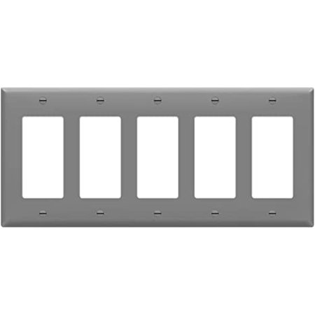 ENERLITES Decorator Switch or Receptacle Outlet Wall Plate  Gloss Finish  Size 5-Gang  Unbreakable Polycarbonate Thermoplastic  UL Listed  8835-GY  Gr