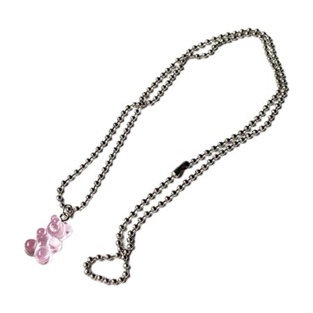 BESTYO Gummy Bear Necklace Resin Candy Color Cartoon Pendant Chain for Women Girls Gift