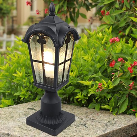 Wuzstar Vintage Post Pole Light Water Ripple Glass Shade Waterproof Outdoor Lamp for Path Garden Yard Villa