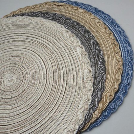 Round Placemats  Round Braided Place Mats for Dining Table Heat Insulation Table Mats for Kitchen 15 Inches(Indoor or Outdoor Use)