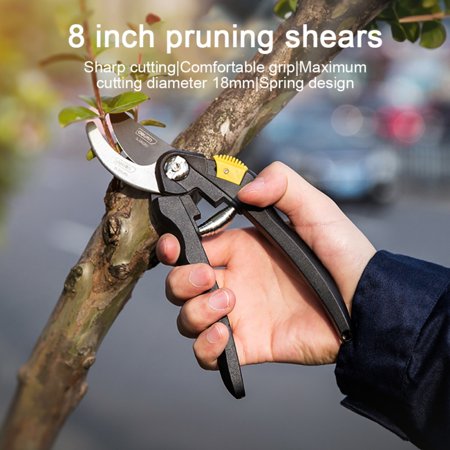 Deli Stainless Steel Pruning Shears-Best Garden Shears Tree Trimmer Hand Pruner-Branch Hedge Shrub & Bush Clippers-Blade Elbow Razor Sharp Secateurs E