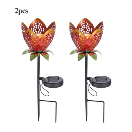 TFixol Solar LED Flower Light Lawn Lantern Flame Lamp Water-resistant Outdoor Lights for Walkway Lawn Path Garden LED Landscape Lamps (2pcs)
