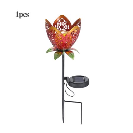 Leyfeng Solar LED Flower Light Lawn Lantern Flame Lamp Water-resistant Outdoor Lights for Walkway Lawn Path Garden LED Landscape Lamps (1pcs)