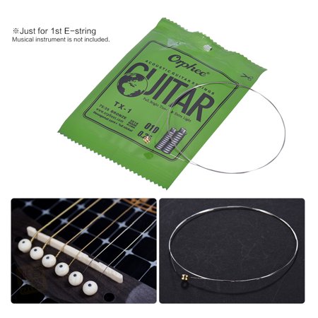Orphee TX-1 Single String Replacement for Acoustic Folk Guitar 1st E-String (.010) 10-Pack High-carbon Steel Core 7525 Phosphor Bronze Extra Tension