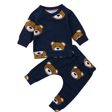 LA HIEBLA Baby Boy Cartoon Panda T Shirt Long Pants Leggings Clothes Set