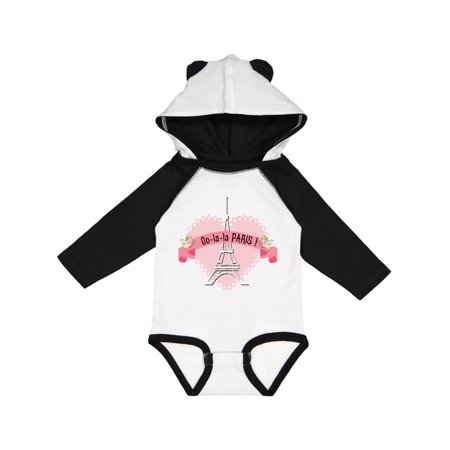 Inktastic Paris Oo-la-la with Eiffel Tower and Flowers in Pink Heart Gift Baby Boy or Baby Girl Long Sleeve Bodysuit