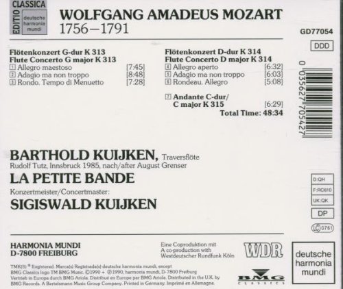 Kuijken Sigiswald  Flute Concertos K.313314 CD thumbnail