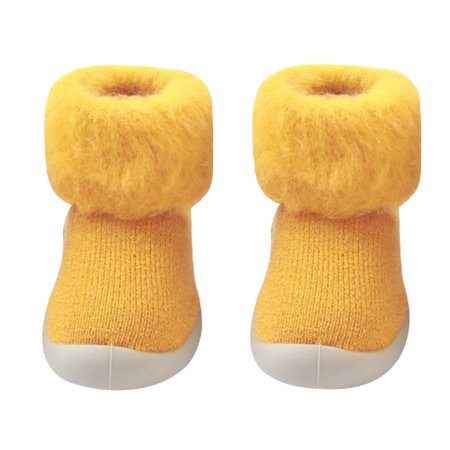 Relanfenk Baby Shoes Kids Toddler Boys Girls Solid Warm Knit Soft Sole Rubber Socks Slipper Stocking Shoes