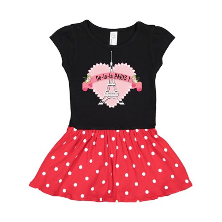 Inktastic Paris Oo-la-la with Eiffel Tower and Flowers in Pink Heart Gift Baby Girl Dress