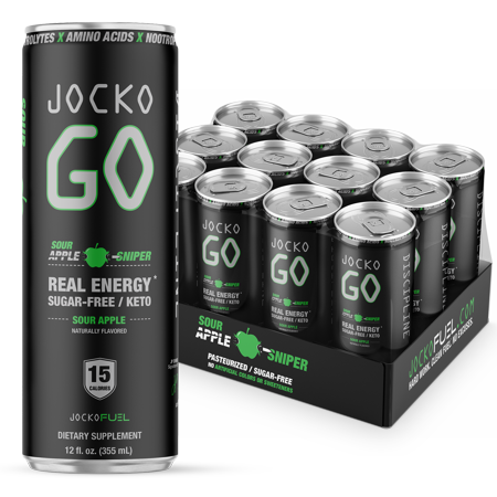 Jocko Go Sugar Free Sour Apple Energy Drink  12 Fl Oz  12 Pack Cans