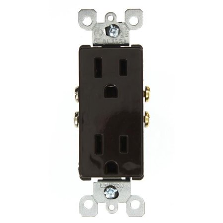 Leviton 5325 15 Amp  125 Volt  Decora Duplex Receptacle  Residential Grade  Grounding  Brown