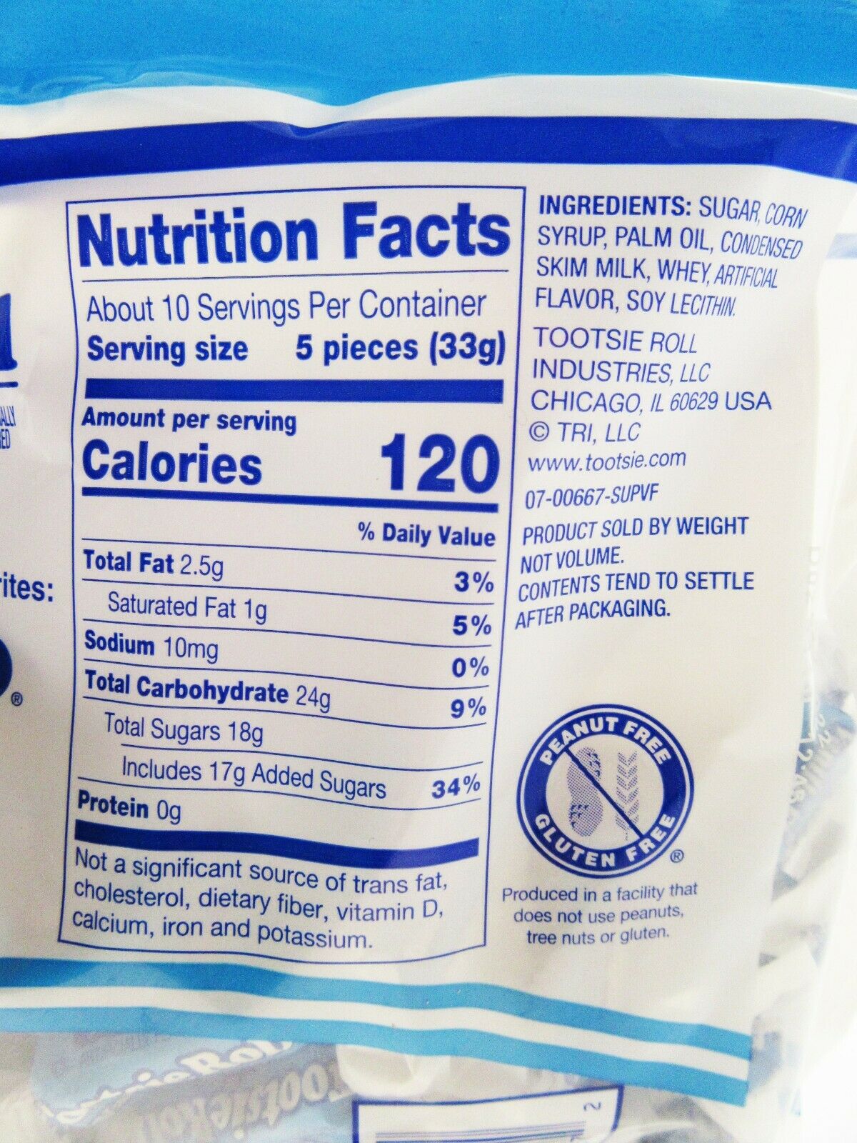 Tootsie Roll  Vanilla Midgees  11.5 Oz. Peanut Free  Gluten Free. Contains Milk and Soy thumbnail