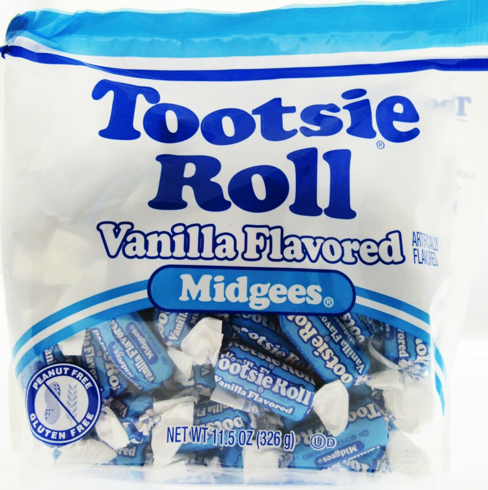 Tootsie Roll  Vanilla Midgees  11.5 Oz. Peanut Free  Gluten Free. Contains Milk and Soy thumbnail